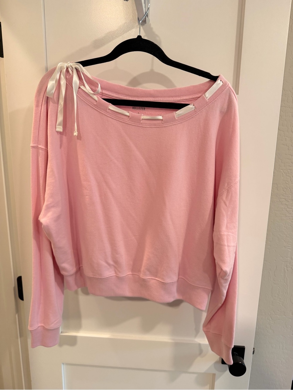 Hollister Pink Crewneck Sweatshirt with Ribbon Detail